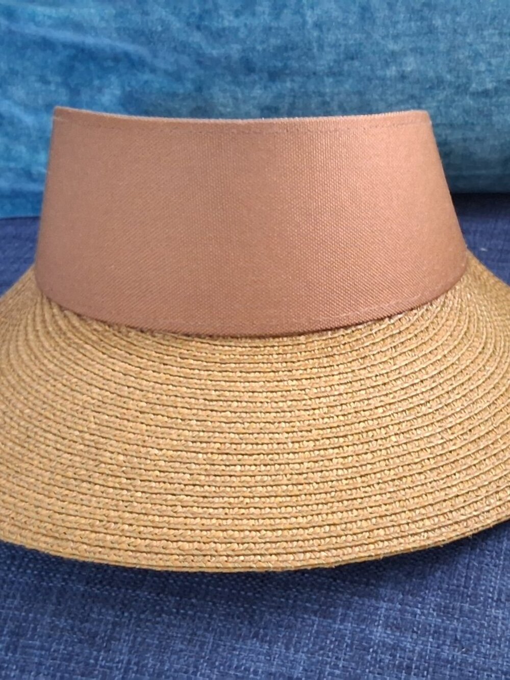 Eric Javits Wide Brim Straw Visor Sun Hat - Brown - Picture 2 of 11